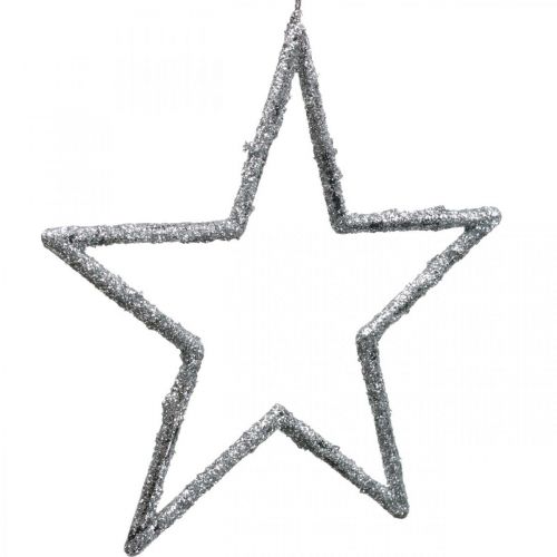 Prodotto Stella da appendere, addobbi albero di Natale, decorazione stella argento 11,5×12cm 12pz