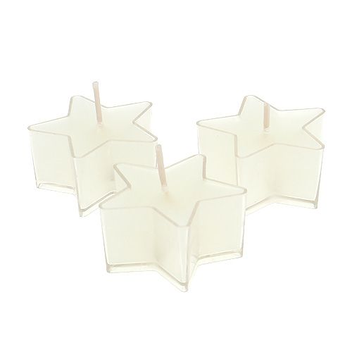 Floristik24 Star tealight con profumo bianco 4cm 6 pezzi