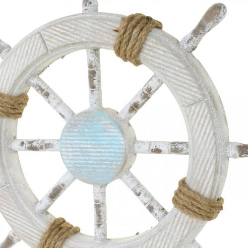 Floristik24 Decorazione marittima, volante in legno naturale, blu e bianco shabby chic Ø35cm