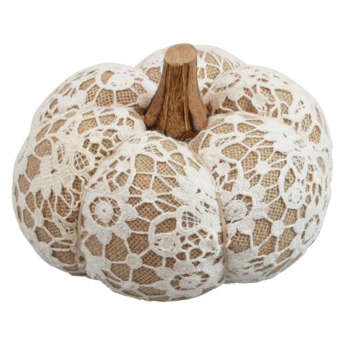 Prodotto Tessuto decorazione zucca iuta pizzo bianco/beige decorazione vintage Ø15cm