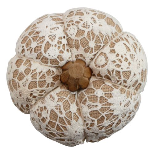 Floristik24 Tessuto decorazione zucca iuta pizzo bianco/beige decorazione vintage Ø15cm