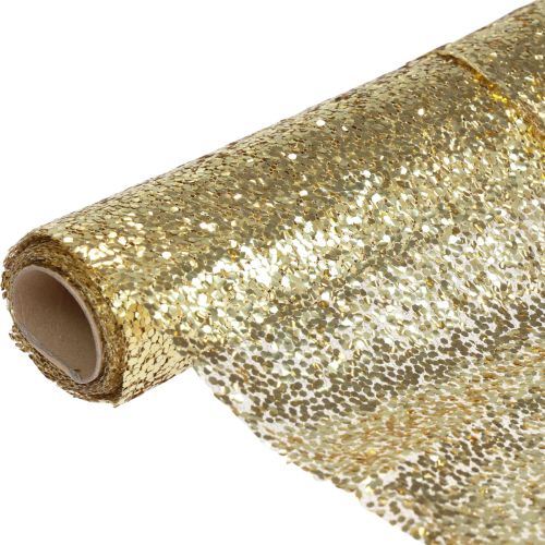 Floristik24 Runner da tavolo Runner natalizio con paillettes oro 48x450 cm