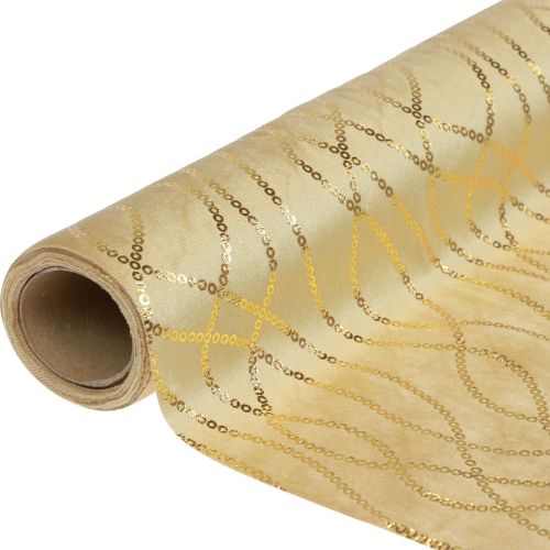 Floristik24 Runner da tavolo beige catene oro runner da tavolo in velluto 28×270 cm