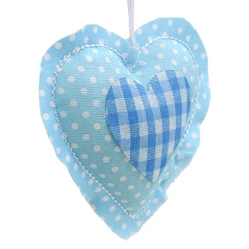 Floristik24 Grucce in tessuto a forma di cuore 7 cm 12 pezzi blu, bianco