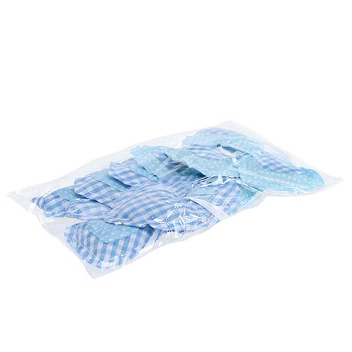 Floristik24 Grucce in tessuto a forma di cuore 7 cm 12 pezzi blu, bianco