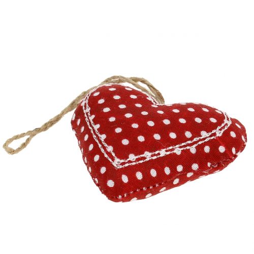 Floristik24 Stoffherz Mix per appendere rosso, bianco, natura 6cm 6 pezzi
