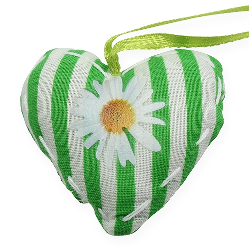 Floristik24 Cuore in tessuto per appendere 5 cm verde 6 pezzi