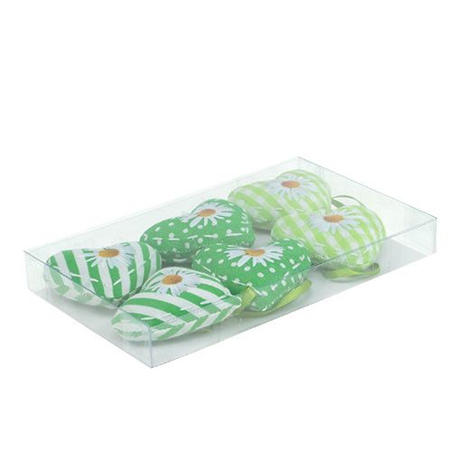 Floristik24 Cuore in tessuto per appendere 5 cm verde 6 pezzi