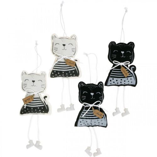 Floristik24 Gatti in tessuto da appendere, decorazioni primaverili, appendiabiti per gatti, decorazioni regalo 4 pezzi