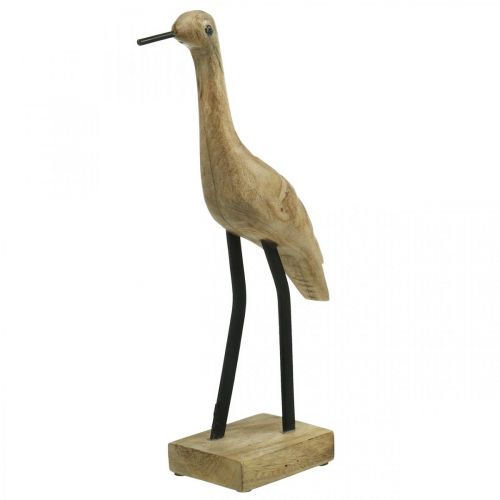 Prodotto Trampoliere in legno, gru in piedi, uccellino decorativo colore naturale, nero H40cm