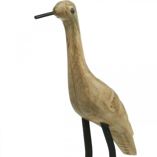 Prodotto Trampoliere in legno, gru in piedi, uccellino decorativo colore naturale, nero H40cm