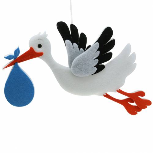 Floristik24 Cicogna decorativa da appendere blu 45,5 cm x 39 cm x 2 cm