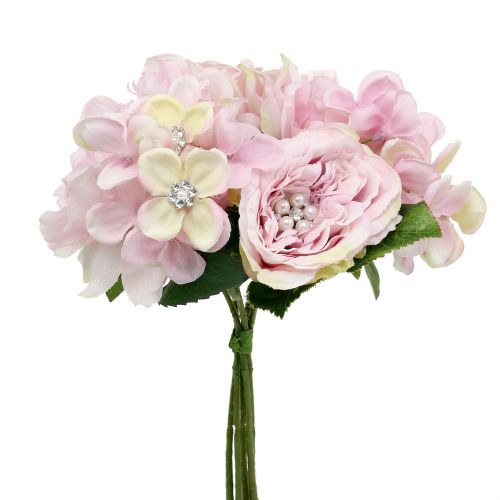 Mazzo Di Ranuncoli Finti Artplants - Bianco-Rosa - 20cm - Ranuncoli Artificiali Decorativi Per Casa