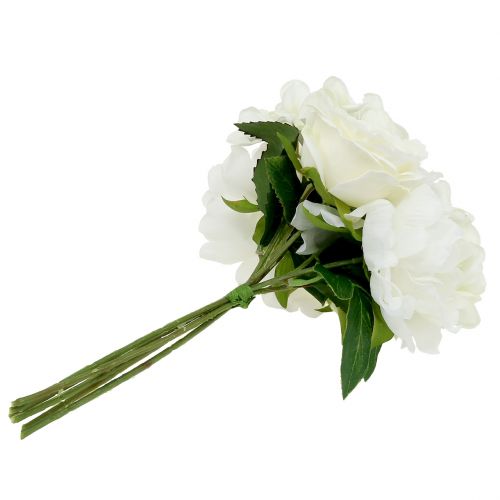 Prodotto Bouquet decò bianco con perle e strass 29cm
