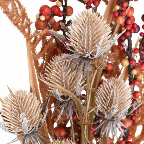 Piante artificiali decorazione autunnale cardi bacche felci mazzo 65 cm