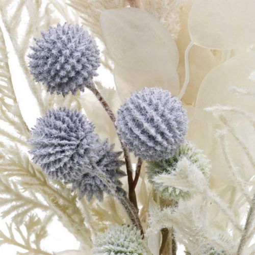 Prodotto Foglia d&#39;argento globo cardo felce fiori artificiali crema mazzo 56 cm