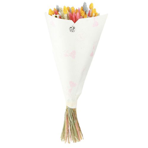 Prodotto Bouquet di fiori secchi e chicchi rosa gialli blu 55 cm