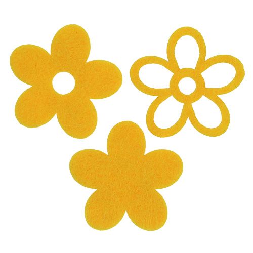 Floristik24 Decorazioni sparse in feltro fiori gialli assortiti 4 cm 72 pz