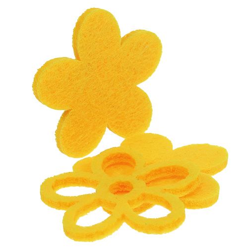 Floristik24 Decorazioni sparse in feltro fiori gialli assortiti 4 cm 72 pz
