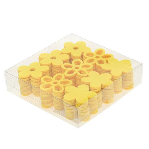 Floristik24 Decorazioni sparse in feltro fiori gialli assortiti 4 cm 72 pz