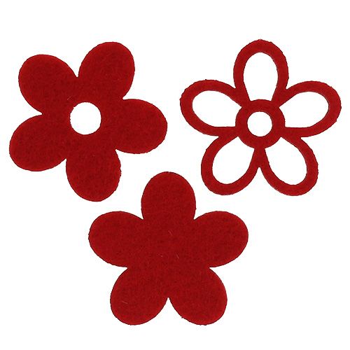 Floristik24 Feltro Litter-Deco fiore rosso ordinato nel mix Ø4cm 72 pezzi