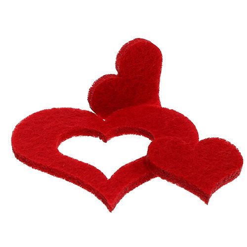Floristik24 Cuori decorativi sparsi in feltro 2,5 cm - 5 cm rosso 24 pz