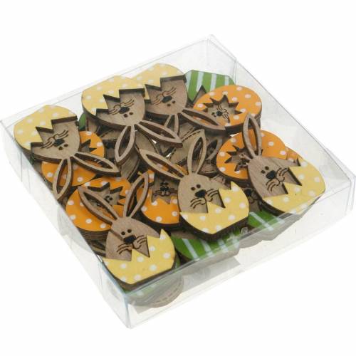 Floristik24 Cucciolata decorativa coniglietto in uovo, decorazione regalo, uovo coniglietto da decorare, decorazione in legno da attaccare 12 pezzi