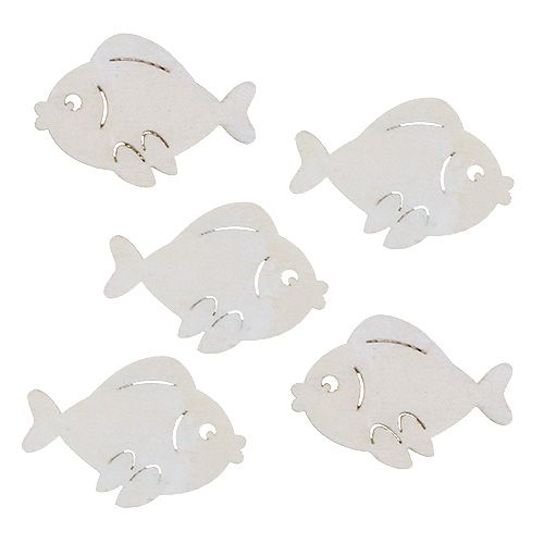 Floristik24 Pesce randagio bianco 4cm 48p