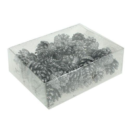 Floristik24 Pigne pigne argento 3 cm 48 pz