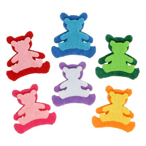 Floristik24 Orso Decorazione da controllare realizzato in feltro colori assortiti 3,5 cm x 3,5 cm 100 pezzi