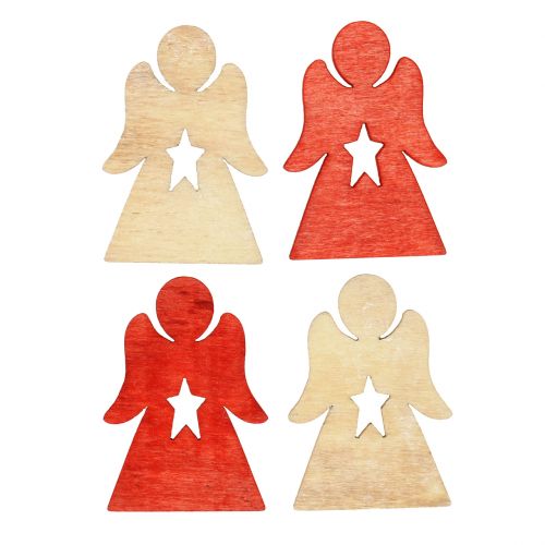 Floristik24 Bambini natalizi in legno da spargere rossi, naturali 4 cm 72 pz