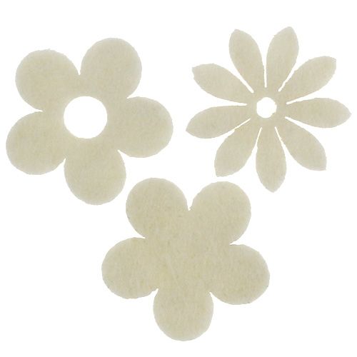 Crema di fiori di feltro sparsi Ø3,5cm 96p