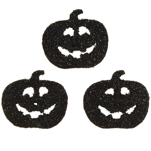 Prodotto Decorazione a dispersione Decorazione zucca di Halloween 4 cm nera, glitter 72 pz