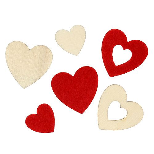 Floristik24 Cuori sparsi mix 2-3,5 cm rosso, naturale 110p