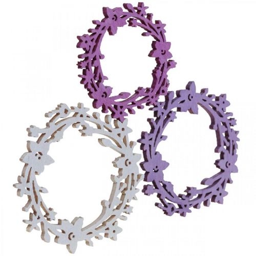 Decorazione sparsa ghirlanda di fiori in legno parti sparse primavera colorata Ø3-5cm 24p