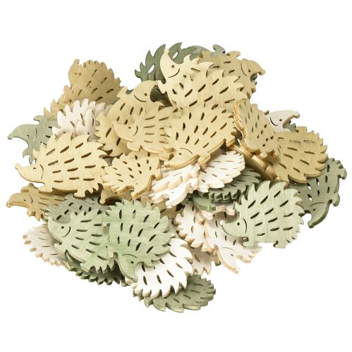 Prodotto Decorazione a dispersione decorazione riccio in legno verde marrone bianco 4x3 cm 72 pz