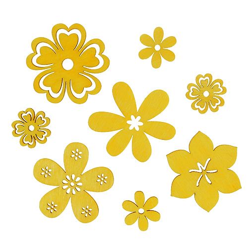 Floristik24 Decorazione da controllare Fiore di legno Yellow 2cm - 4cm 96pcs