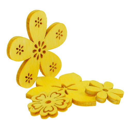 Floristik24 Decorazione da controllare Fiore di legno Yellow 2cm - 4cm 96pcs