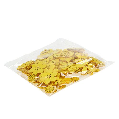 Floristik24 Decorazione da controllare Fiore di legno Yellow 2cm - 4cm 96pcs