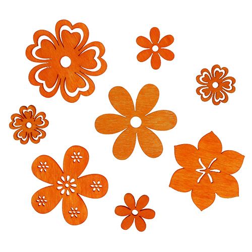 Floristik24 Decorazione da controllare Fiore di legno Orange 2cm - 4cm 96pcs