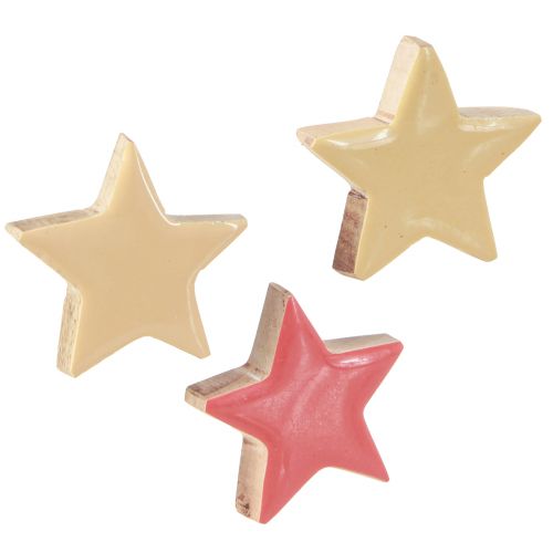 Prodotto Decorazioni sparse stelle in legno stelle in legno di mango giallo albicocca 5 cm 12 pz
