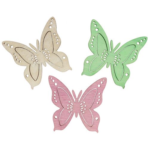 Floristik24 Decorazione a dispersione farfalla rosa, verde, naturale 4 cm 72 pz