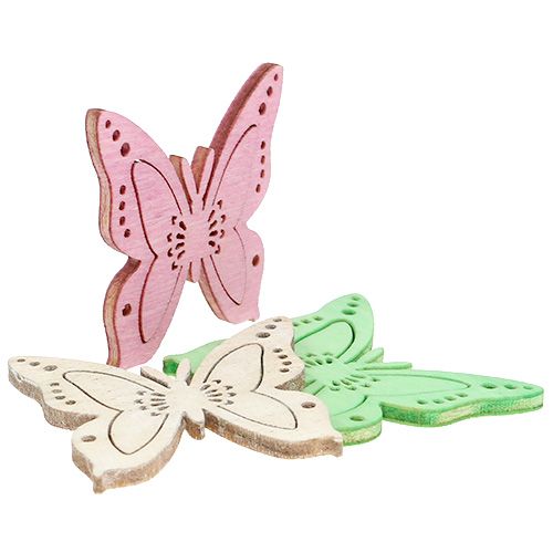 Floristik24 Decorazione a dispersione farfalla rosa, verde, naturale 4 cm 72 pz