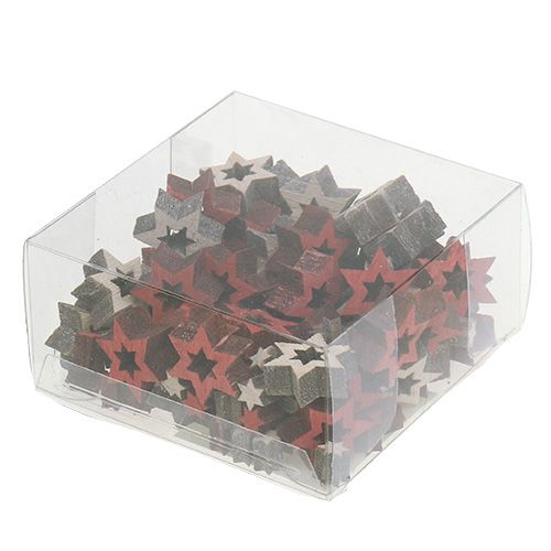 Floristik24 Mix di stelle in legno per spargere rosso, grigio 2 cm 96 pezzi