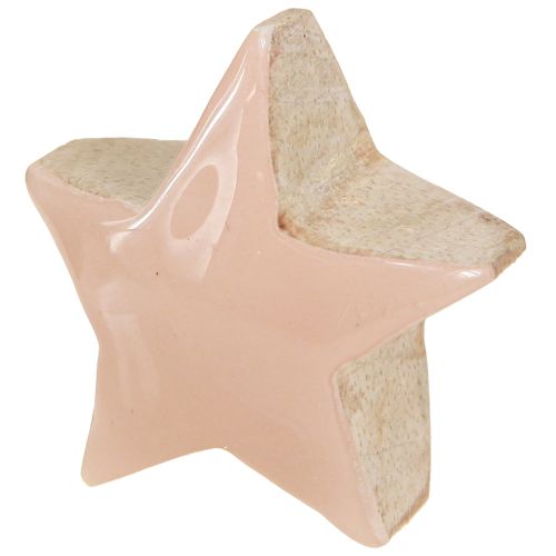 Prodotto Decorazione a stelle sparse in legno rosa bianco giallo Ø3cm 9 pezzi