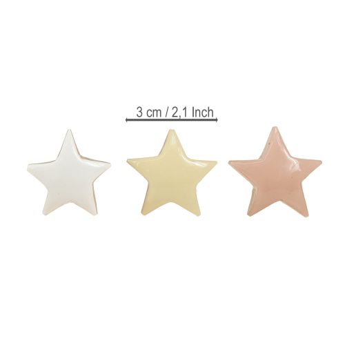 Prodotto Decorazione a stelle sparse in legno rosa bianco giallo Ø3cm 9 pezzi