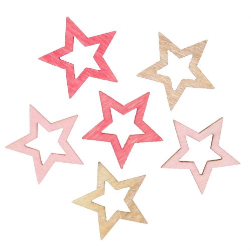 Floristik24 Deco Star Wood per Sprinkling Pink, Pink, Nature 2cm 144p