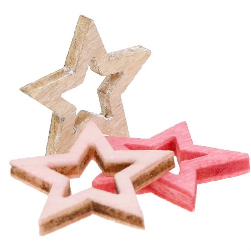 Floristik24 Deco Star Wood per Sprinkling Pink, Pink, Nature 2cm 144p