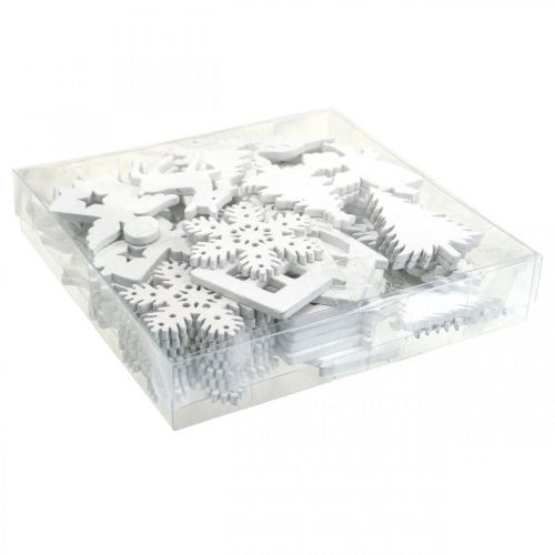 Floristik24 Decorazioni sparse natalizie in legno misto bianco 4 cm 72 pz