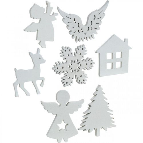 Floristik24 Decorazioni sparse natalizie in legno misto bianco 4 cm 72 pz